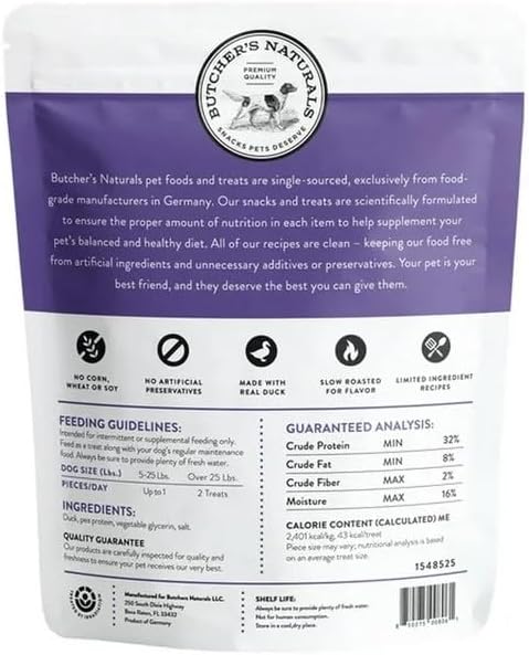 Butcher's Naturals Duck Jerky Dog Treats 40 oz