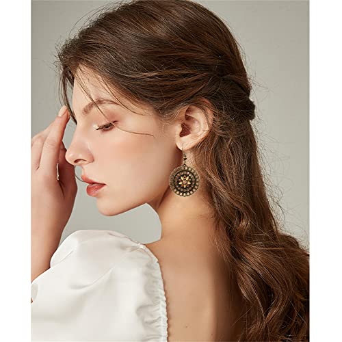 Unique Handmade Bohemian Bronze Tribal Hoop Spiral Earring Dainty Chic Vintage Gold Silver Colorful Round Circle Geometry Dangle Drop Earrings for Women Statement Jewelry Gifts4