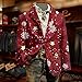 Mens Christmas Blazers Ugly Jacket One Button Fashion Tuxedo Jackets Wedding Xmas Print Notched Lapel Suit Jacket Red Large