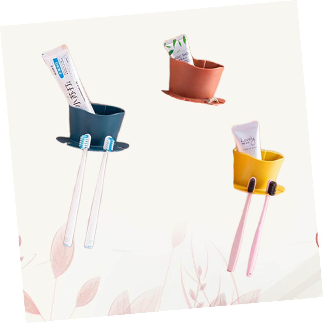 PRETYZOOM 9piezas Soporte De Cepillos De Dientes Multifuncional Estante De Almacenamiento De Autoadhesivo para Baño Diseño Sin Perforación Naranja Azul Oscuro Rosa