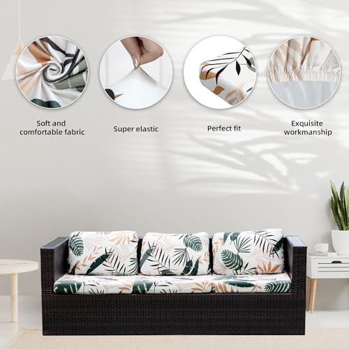Image of 8Pcs Stretch Patio Cushion Covers,Outdoor Couch Covers Replacement,Outdoor Couch & Sofa Slipcovers,for Patio Furniture Cushion Covers,Washable Reusable Furniture Protector(coconut trees,Cover Only)