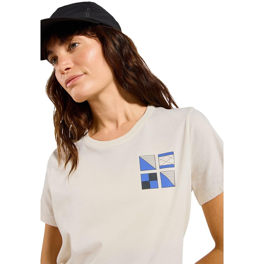 Odlo Donna Cotton Blend Flags Maglietta, Gardenia, XS