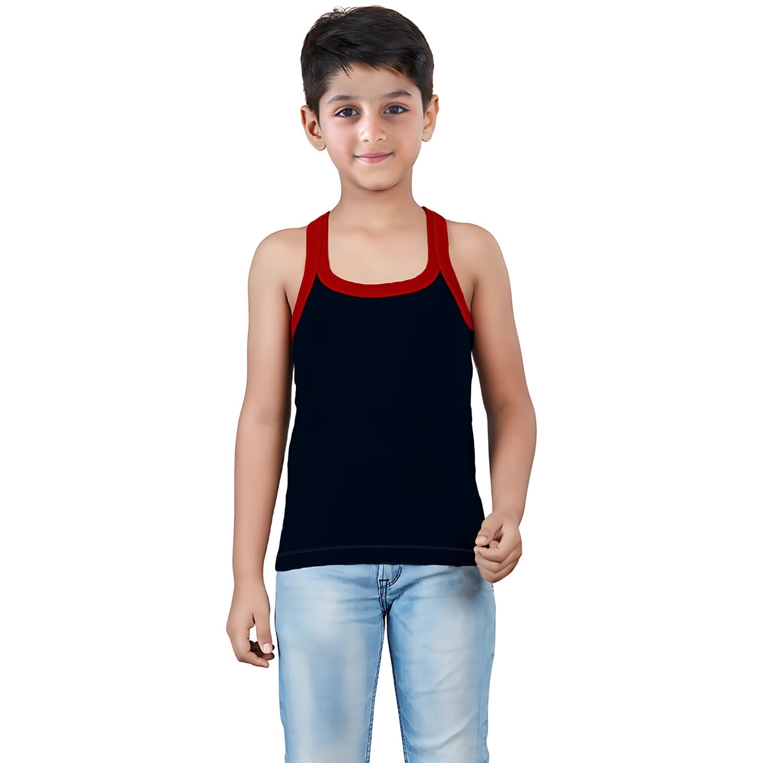 HAP Boys 100% Cotton Multicolor Rib Regular Fit Vest Pack (Pack Of 5)_Size 45 - Image 6 thumbnail