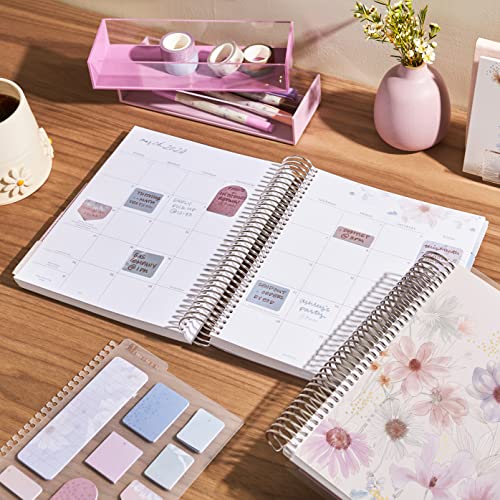 7" X 9" Platinum Spiral Coiled Life Planner (July 2023 - December 2024) - Watercolor Palms Classic Cover + Wildflowers Interior Pages. Horizontal Weekly & Monthly Agenda By Erin Condren #TOP7