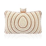 Beaguful Bridal Wedding Evening Handbags Pearl Beaded Purses for Women Luxury Clutch Bag with Chain Gold