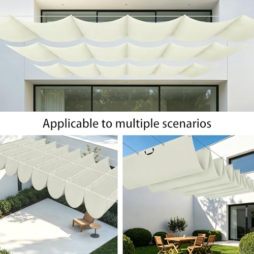Voile d'ombrage rectangulaire vague 350x520 cm imperméable avec œillets renforcés - 3