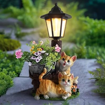 Larlobl Solar Cat Garden Statue