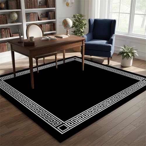 Tapete geométrico negro y blanco 61x61 cm lavable miniatura 4