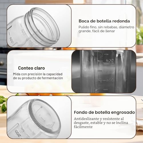Tarros de fermentación de vidrio resistente con tapas y burbujeadores de alta precisión 7