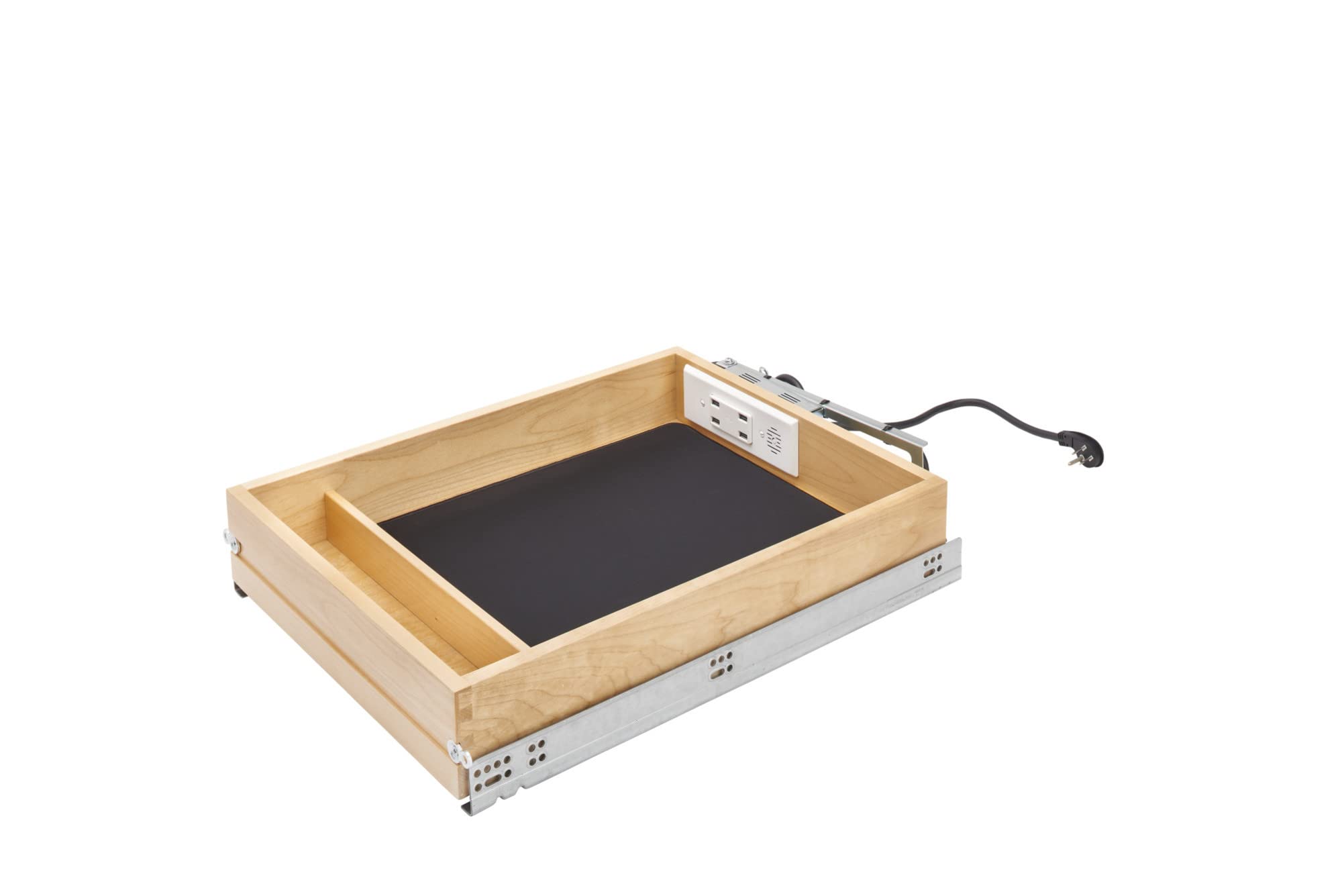 Rev-A-Shelf Wood Base Cabinet Charging Drawer Replacement System w/Soft-Close, Light Brown