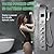 Shower Panel Tower System with Rainfall Waterfall Head and Adjustable Massage Body Jets LED Celsius Temperature Display Handheld Sprayer Stainless Steel Nickel and Chrome Wall Mount Shower Panels