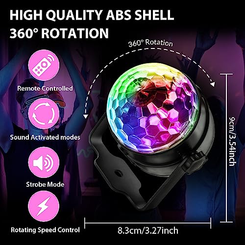 Image of Disco Ball DJ Party Lights Sound Activated with Remote Control Strobe Lamp 7 Modes Stage Light for Home Room Dance Parties Karaoke Halloween Christmas Birthday Decorations,3pack