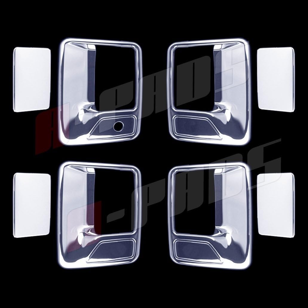 A-PADS Compatible with(Just Overlay Stick on, NOT for Replacement) 4 Chrome Door Handle Cover for 1999-2006 07 08 09 10 11 12 13 14 15 2016 Ford F250/F350/F450 SuperDuty - Without Passenger Keyhole