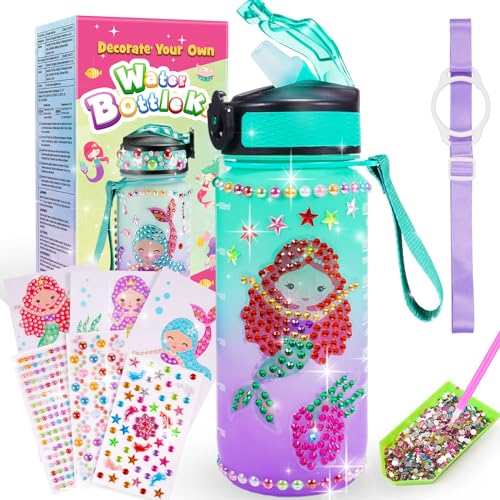 Adeokay Bouteille d'eau Arts et kits d'artisanat pour Enfants Filles Âge 3-10 Ans pour Cadeau anniversaire Noël DIY Gourde Isotherme Bouteille Kit de Loisir Créatif Enfant Cadeau Fille 3 4 5 Ans