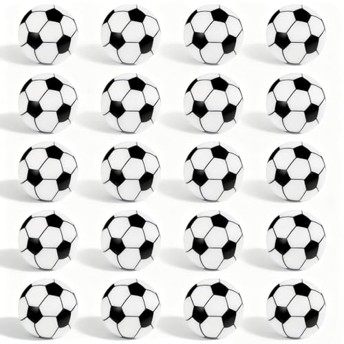 20 Pcs Soccer Beads, Sport Silicone Bead Bulk, Silicone Beads for Pens, Round Focal Bead for Keychain Making, Loose-Beads for Jewelry Making, DIY Craft (15 mm)