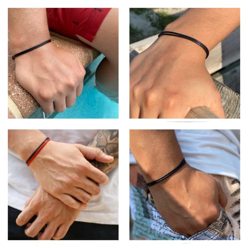 Wax Nylon Cord Bracelet For Men Or Women - Surfer Friendship String Unisex Adult Waterproof Boy Girl Gift (One Size, Black) #TOP1