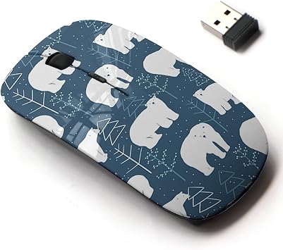 2.4G Wireless Mouse with Cute Pattern Design for All Laptops and Desktops with Nano Receiver - Winter White