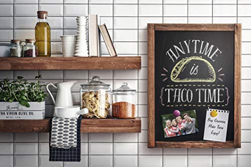 Magnetic Wall Chalkboard 18" X 24" - Non-Porous - Solid Pine Wood Frame Chalkboard Sign - Rustic Vintage Decor - Chalk Board For Wedding, Kitchen, Bar, Restaurant, Menu & Home - Large (Rustic Brown) #TOP1