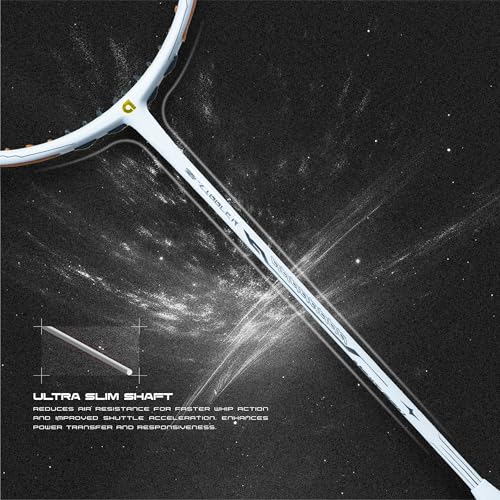 Image of Apacs Z-Ziggler Next Gen (Unstrung) | 38lbs max Tension | Ultra Slim Shaft | 100% Japanese Graphite | (4U) Head Heavy Balance | Aerodox Frame | Made in Vietnam Badminton Racket with Cover (White)