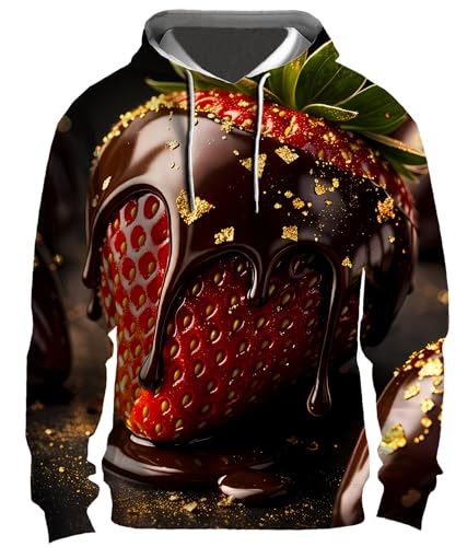 Fashiononly Luxury Gold Chocolate Strawberry Pullover Hoodie Men Women Unisex