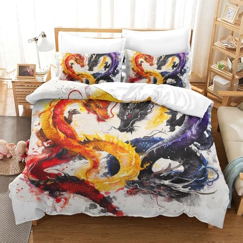Housse de couette dragon microfibre de qualité supérieure parure 220x240