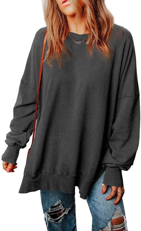 FMCHICO Womens Sweatshirt Casual Long Sleeve Crewneck Drop Shoulder Pullover Tops Loose Sweatshirts
