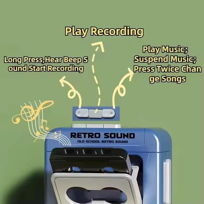 Image of ZWERLIN Retro Tape Recorder 3D Keychain with Sound | Mini Vintage Cassette Player Key Ring | Fun Novelty Gift for Men Women Kids | Pack of 1 Random Colour