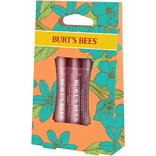 Burt's Bees Lip Balm Spring Gifts, 3 Nourishing Lip Care Shimmers For All Day Glow, Kissable Color Spring Gift Set -Peony, Fig & Rhubarb (Packaging May Vary) #TOP6