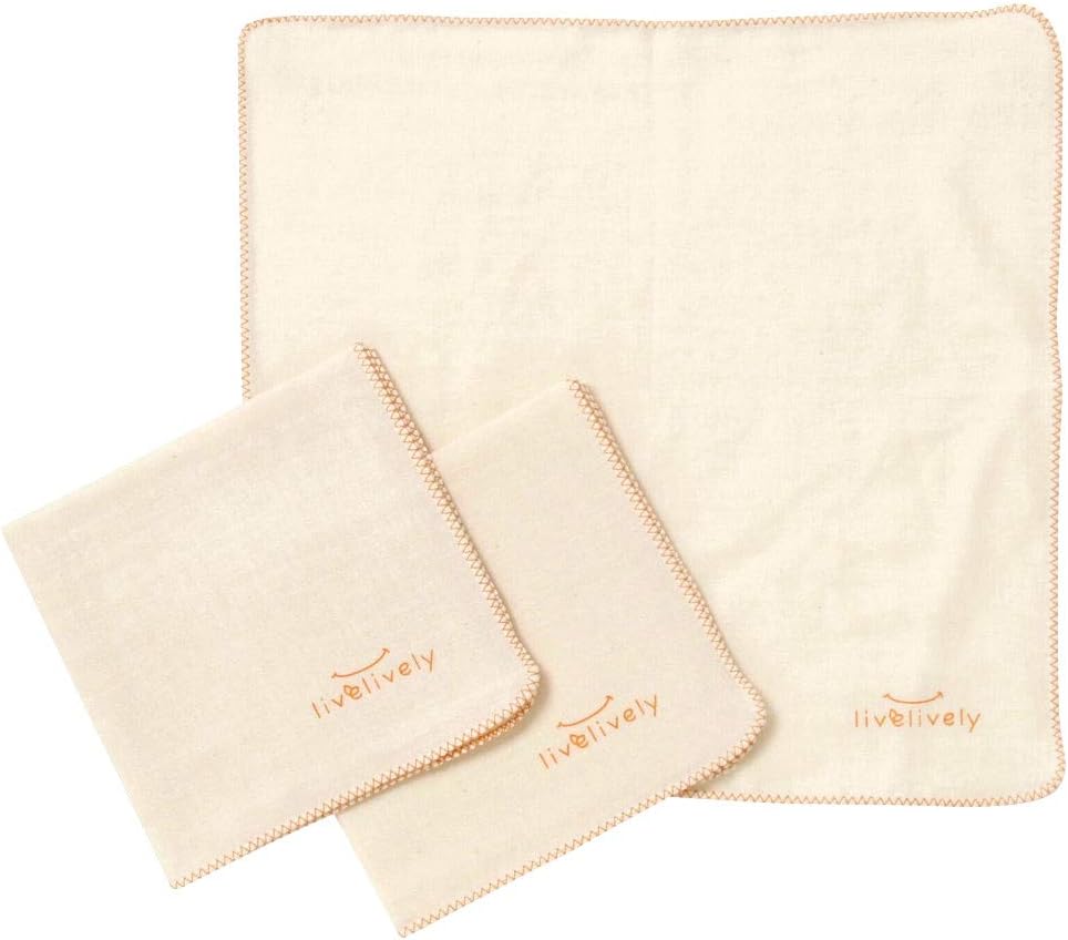 Anshin Gauze Set of 3 [100% Organic Cotton, Made in Japan] livelively Gauze Handkerchief, Baby 12.6 x 12.6 inches (32 x 32 cm), 100% Cotton
