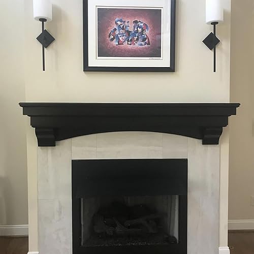 Miniatura 7 de MANTELSDIRECT Salem - Estantería de madera con ménsulas arqueadas, color espresso de 60 pulgadas, estante rústico de madera de pino para montar en