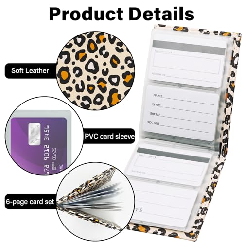 RFID Blocking Leather Wallet for Men Women, Bifold Multifunctional Card Holder Wallet with 12 Card Slots and Large Cash Compartment, Stylish Thin Purse with Top Open, Small Photo Album-Leopard3