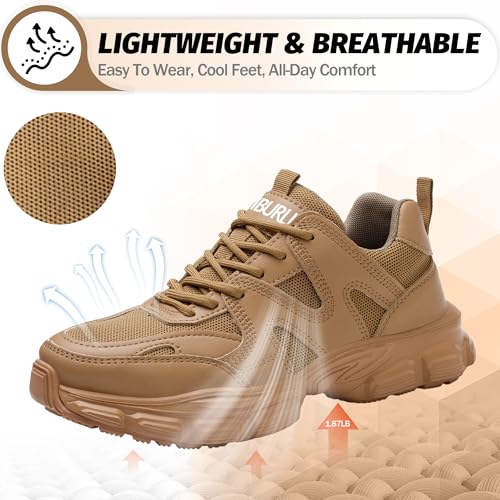 Image of Breathable Steel Toe Sneakers for Women Lightweight Puncture Proof Work Shoes Non Slip Safety Tennis Shoes Comfortable for Construction Industrial Warehouse