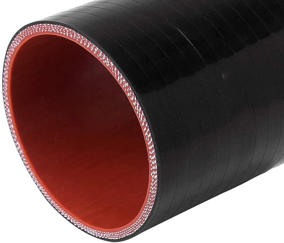 2.0" ID Straight Silicone Hose Coupler with 2 SS304 Worm Clamps, High Temp 4-Ply Reinforced 5MM Wall 3.0" Length(Qty 1) For Pipes Connecting Black