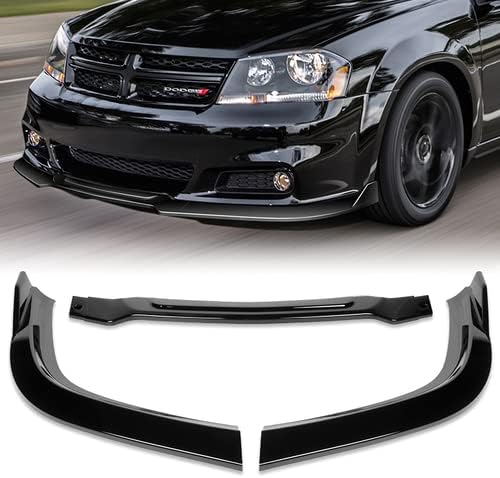 3 Pieces Front Bumper Lip Spoiler Splitter Side Body Kit Trim Protection Compatible with 2011-2014 Dodge Avenger, 2012 2013 (Matt Black)