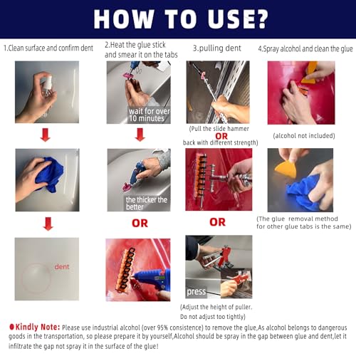 Image of Car Dent Puller Kit,dent Removal Kit for Dent Repair with 5 Kinds of Dent Puller,Dent Lifter& Big Size Heavy Duty Slide Hammer &Bridge Puller for Hail Dent Removal Tools(103pcs no dent Light)