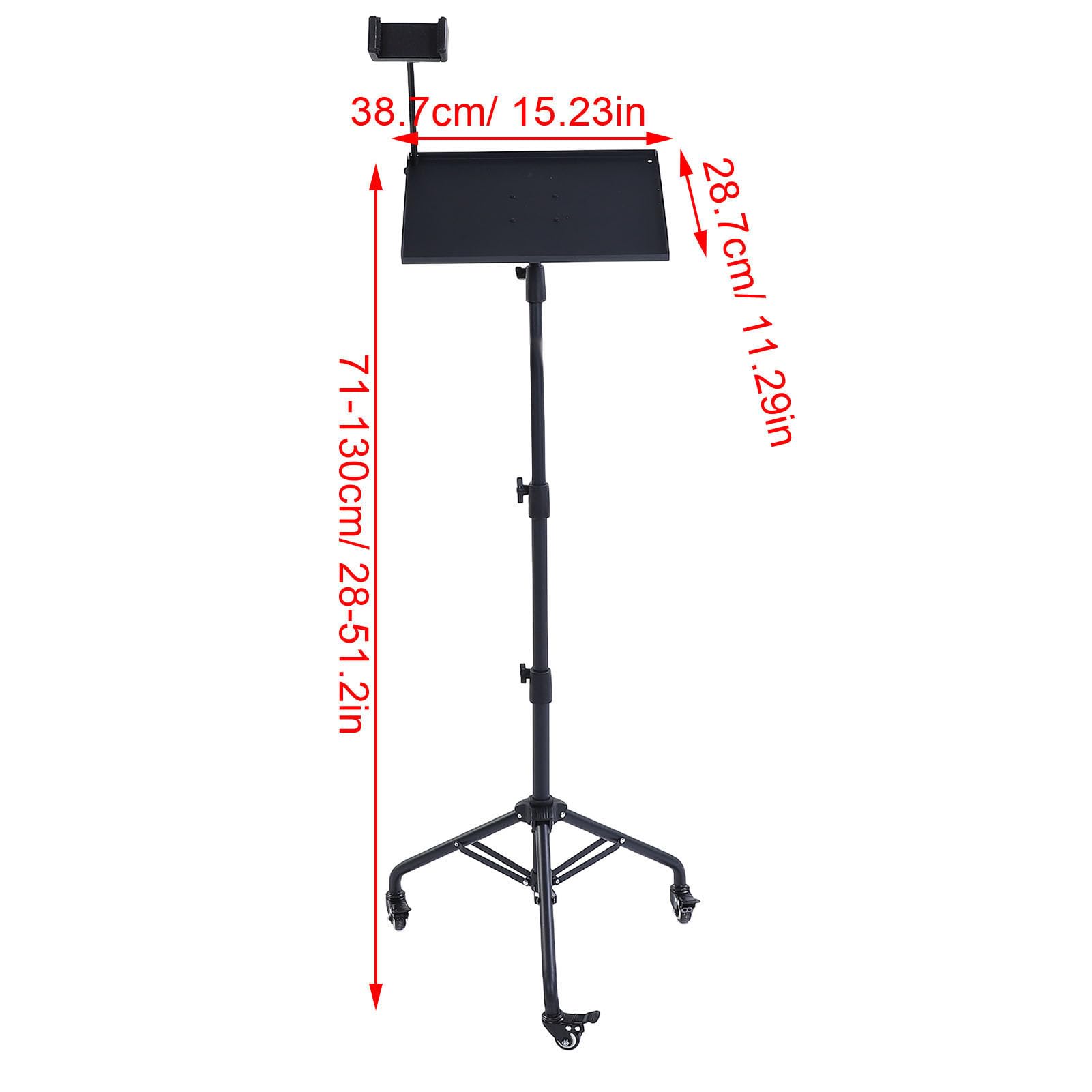 Supporto per treppiede per proiettore portatile regolabile in altezza da 28 a 51,2 pollici Supporto per rack portatile multifunzionale per tablet con rotelle