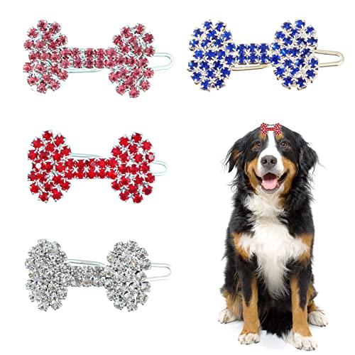 Suxgumoe Lot de 4 pinces à cheveux en forme d'os en cristal pour chien et chat Cover