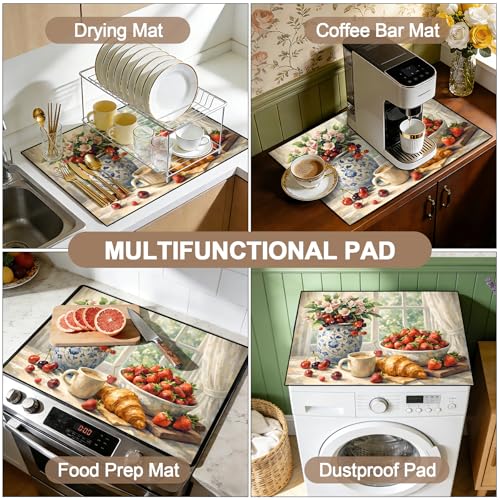 Image of Stove Burner Covers Non-Slip Electric Cooktop Protector Mat (Bread)