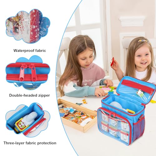 Mordx Carrying Case Compatible with Little Tikes Story Dream Machine Books Starter Set,Organizer for Little Tikes Projector Storybook Audio Playback and Character Series,Bag Only (blue & rad)