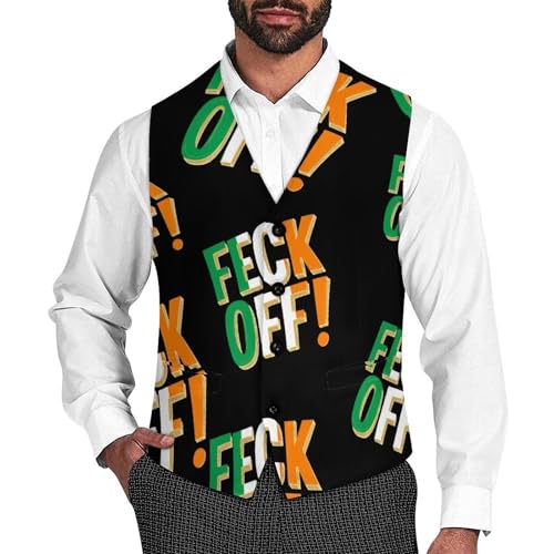 Feck Off Irish Sayings Men's Formal Suit Vest for Business Formal Or Casual Dress Waistcoat Wedding
