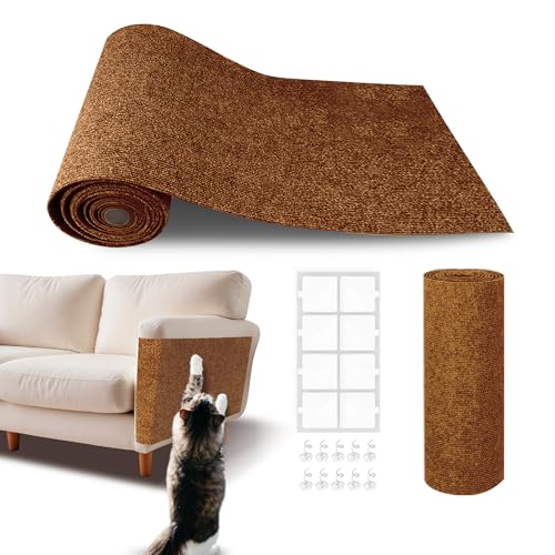 Cat Scratch Furniture Protector, Trimmable Self Adhesive Climbing Cat Scratching Mat,DIY Cat Tree Shelf and Post Mat Protector Claws Scratching from Couch, Wall, Doors (78.7