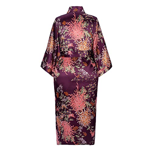 Image of Applesauce - 808V - Plus Size Women's Kimono Long Robe - Vintage Floral (One-Size fits most US 1X 2X 3X)
