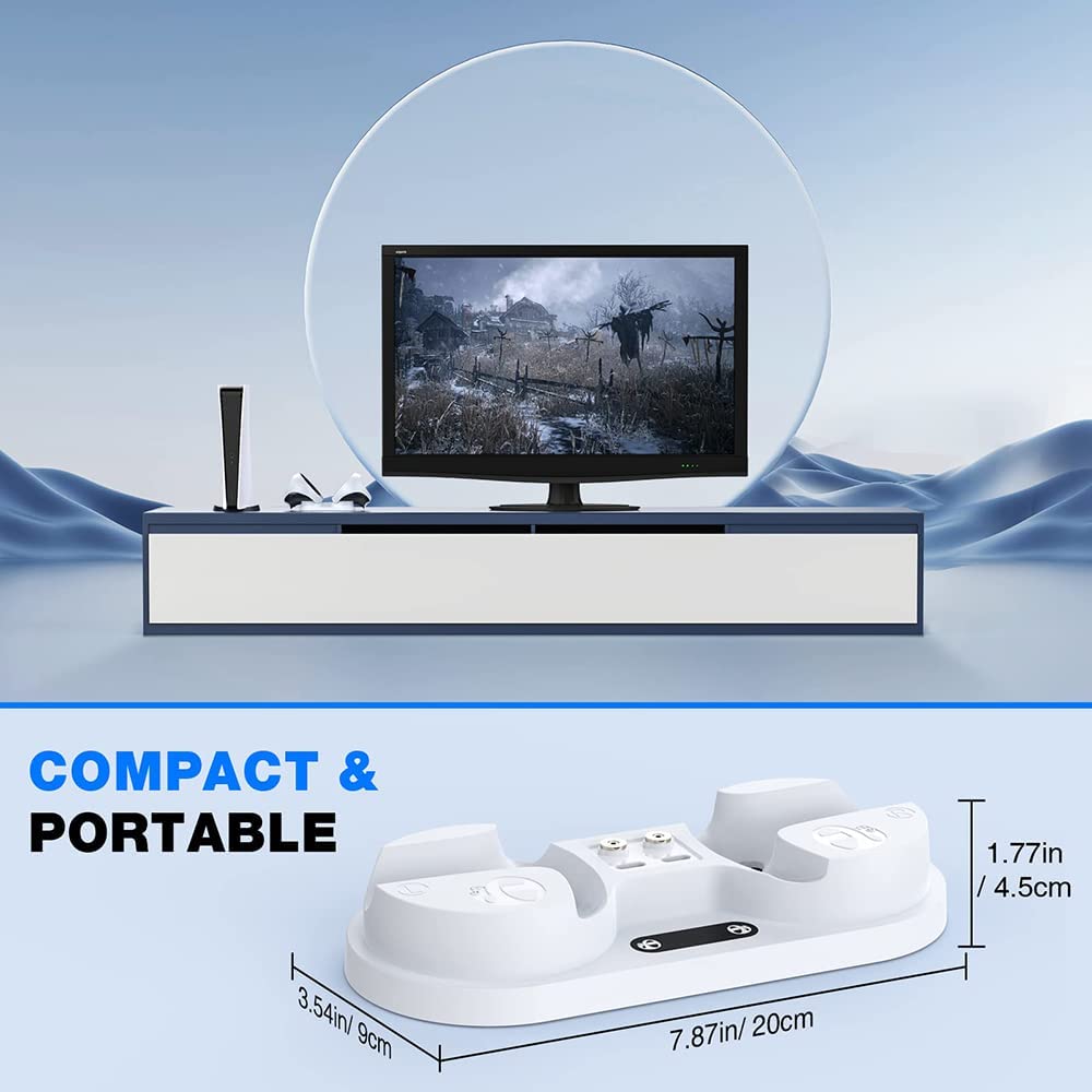 Station de Charge PSVR2,Base de Chargeur pour Manette PS VR2,avec Deux Ports De Charge Rapide,2 Interfaces Magnétiques,avec Voyant LED,pour Accessoires Contrôleur PS VR 2,Blanc