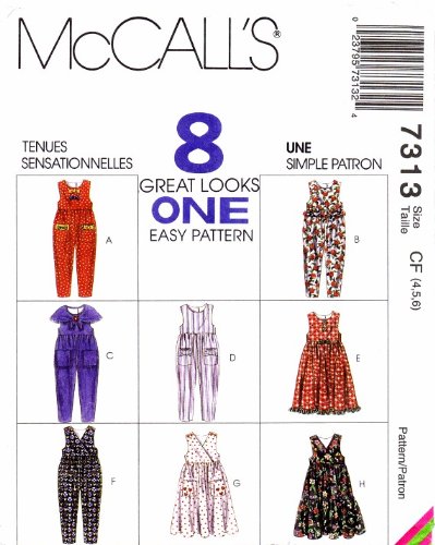 Mccall's 7313 Sewing Pattern Girls Jumpsuit Jumper Scarf Size 4-5 - 6 #TOP13