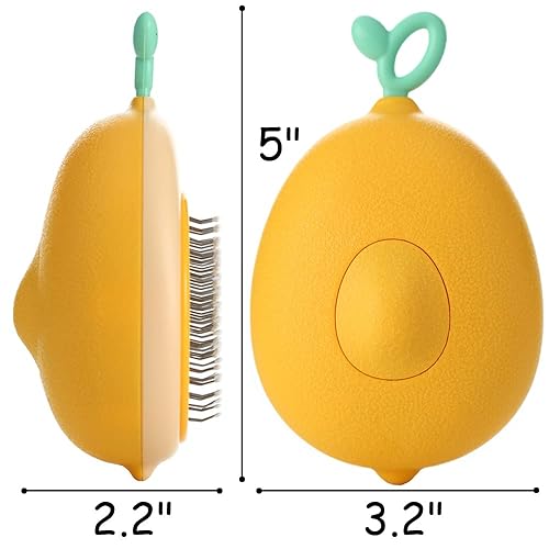 Miniatura 2 de Qimodo Cepillo de gato con forma de fruta para quitar y arreglarse, cepillo para perros autolimpiante, cepillo de masaje para mascotas, elimina