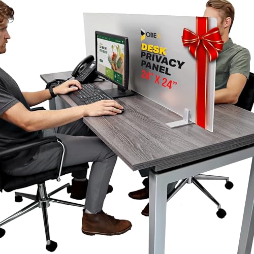 OBEX Acrylic Free Standing Screen, Divider for Desk Privacy Home & Office Partitions for Table Top Workstation, Portable Cubicle Panel for Work, 24' x 24', Frosted