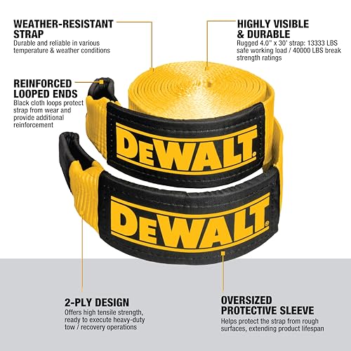 DEWALT 4"×30'×40,000 lbs Heavy-Duty Tow and Recovery Strap, 1-Pack by DEWALT - Used condition - Image 2
