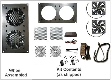 Coolerguys Pre-Set Thermal Controlled Cooling Kits for Cabinets, AV, and Components (Dual 80mm, Metal)