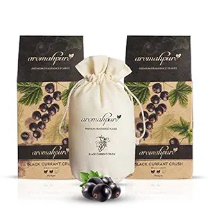 Aromahpure Premium Car Perfume Fragrance Flakes - Black Currant Crush, Luxury Car Air Freshener made Organically with Essential Oil, Grains, and Flakes - 50 Gms, Keeps your car consistently fragrant for 30 days (Pack of 2)