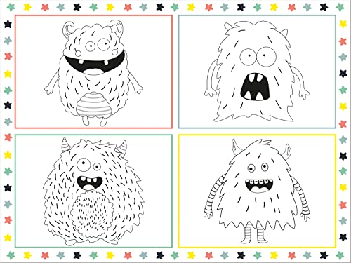 Folat 68340 Placemats Colouring Pages Monster Bash Pack of 6, Multi-Colour